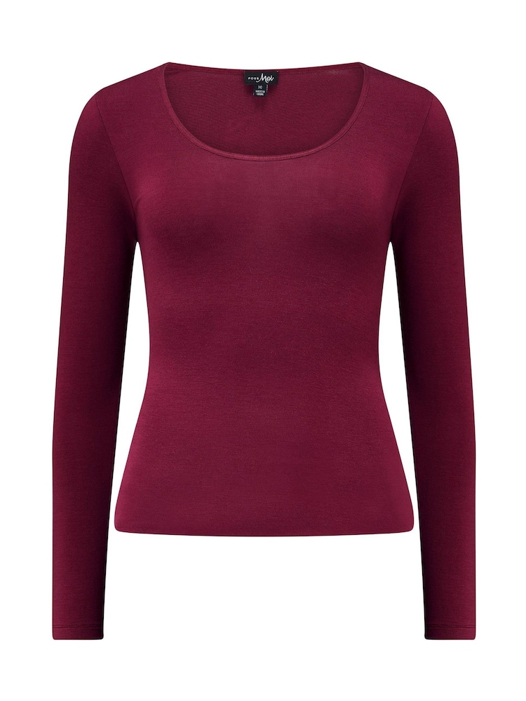 Pour Moi Red Second Skin Thermal Long Sleeve Top - Image 2 of 4 Pour Moi Red Second Skin Thermal Long Sleeve Top - Image 2 of 4