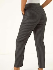 Roman Black Petite Stripe Bengaline Stretch Trousers - Image 4 of 5