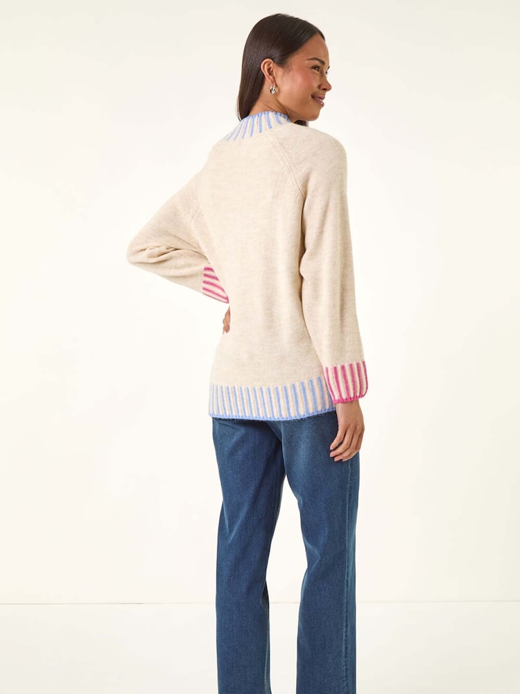 Roman Grey Petite Contrast Detail Knit Jumper - Image 2 of 5