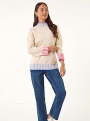 Roman Grey Petite Contrast Detail Knit Jumper - Image 3 of 5