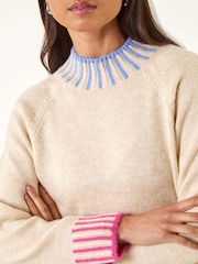 Roman Grey Petite Contrast Detail Knit Jumper - Image 5 of 5