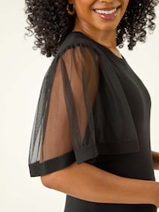 Roman Black Petite Knitted Mesh Dress - Image 5 of 5