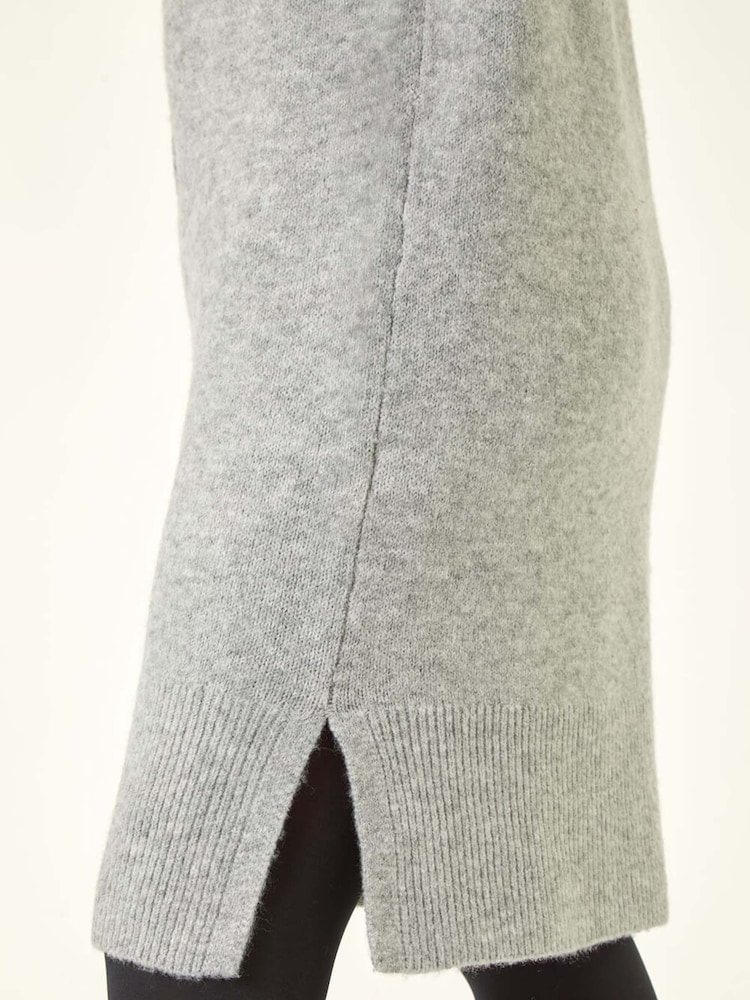 Roman Grey Petite Knitted Pintuck Shift Dress - Image 5 of 5