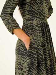 Roman Green Abstract Animal Print Pocket Dress - Image 5 of 5