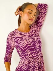 Roman Purple Abstract Animal Print Pocket Dress - Image 2 of 5