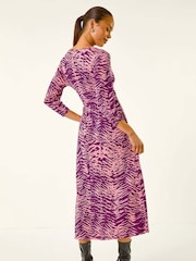 Roman Purple Abstract Animal Print Pocket Dress - Image 3 of 5