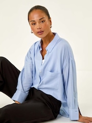 Roman Blue Petite Stripe Buttoned Pocket Shirt - Image 1 of 5
