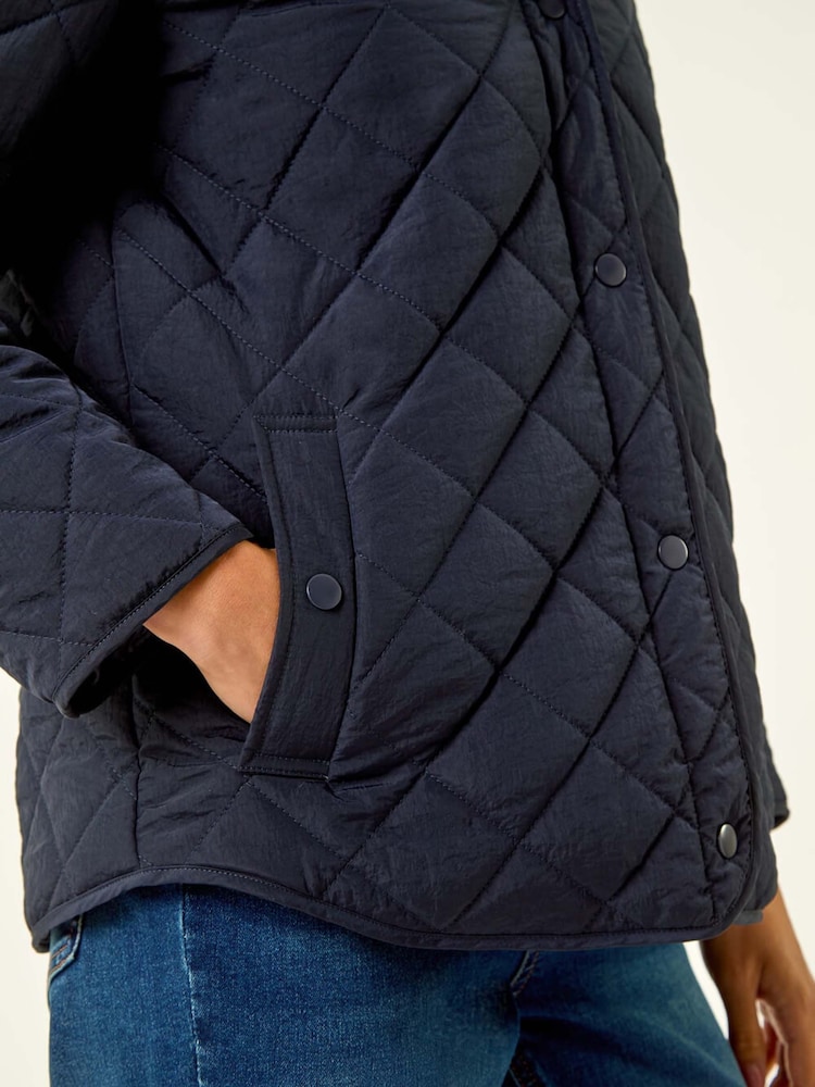 Roman Blue Petite Contrast Hooded Puffer Coat - Image 5 of 5
