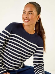 Roman Blue Petite Stripe Knitted Jumper - Image 2 of 5