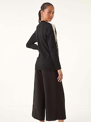 Roman Black Petite Contrast Knitted Jumper - Image 3 of 5