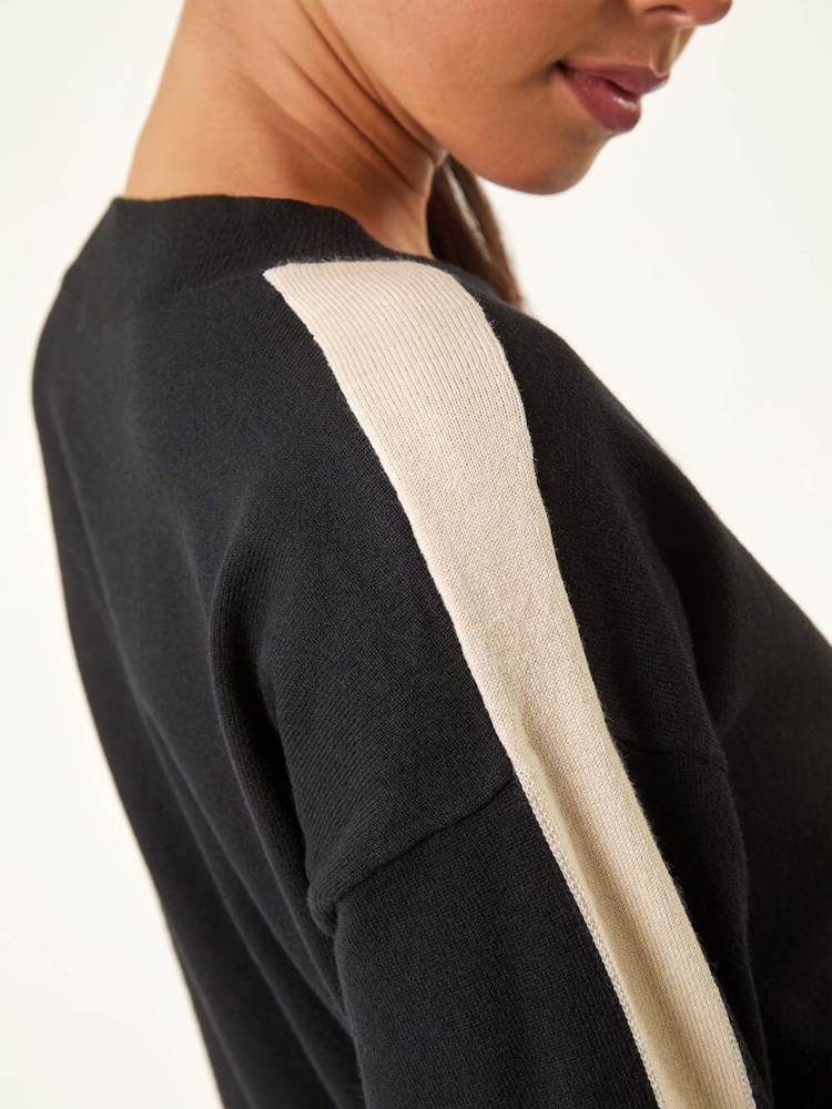 Roman Black Petite Contrast Knitted Jumper - Image 5 of 5