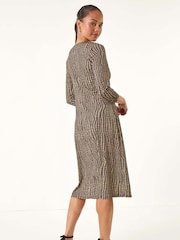 Roman Brown Petite Abstract Twist Front Dress - Image 3 of 5