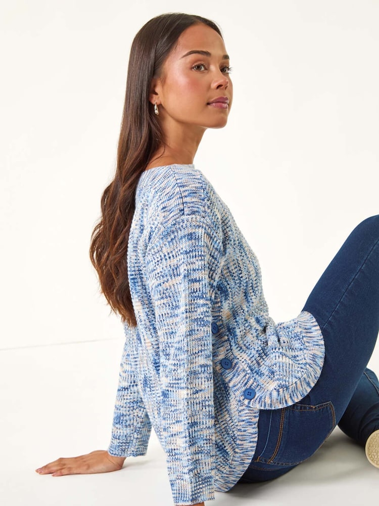 Roman Blue Petite Curve Hem Knit Jumper - Image 1 of 5 Roman Blue Petite Curve Hem Knit Jumper - Image 1 of 5