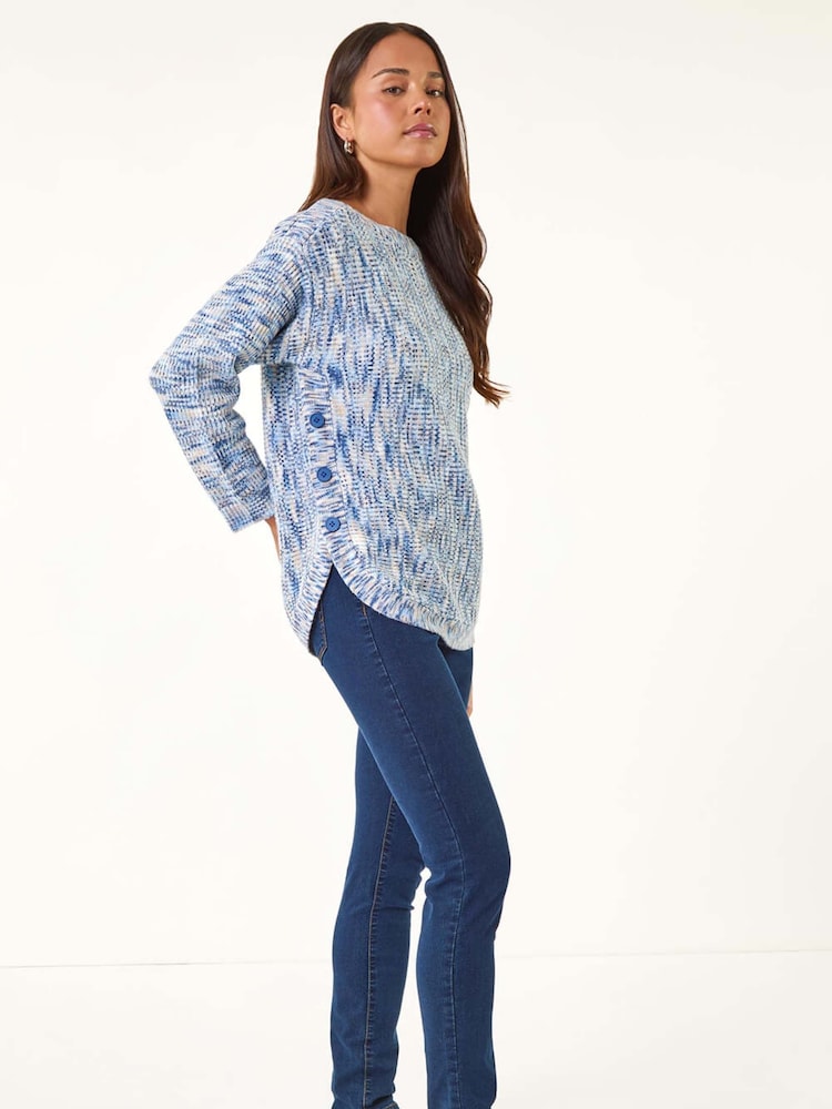 Roman Blue Petite Curve Hem Knit Jumper - Image 2 of 5 Roman Blue Petite Curve Hem Knit Jumper - Image 2 of 5