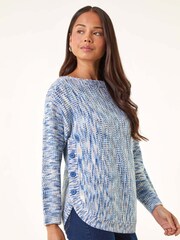 Roman Blue Petite Curve Hem Knit Jumper - Image 4 of 5