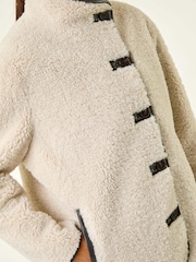 Roman Grey Petite Borg Contrast Button Coat - Image 5 of 5