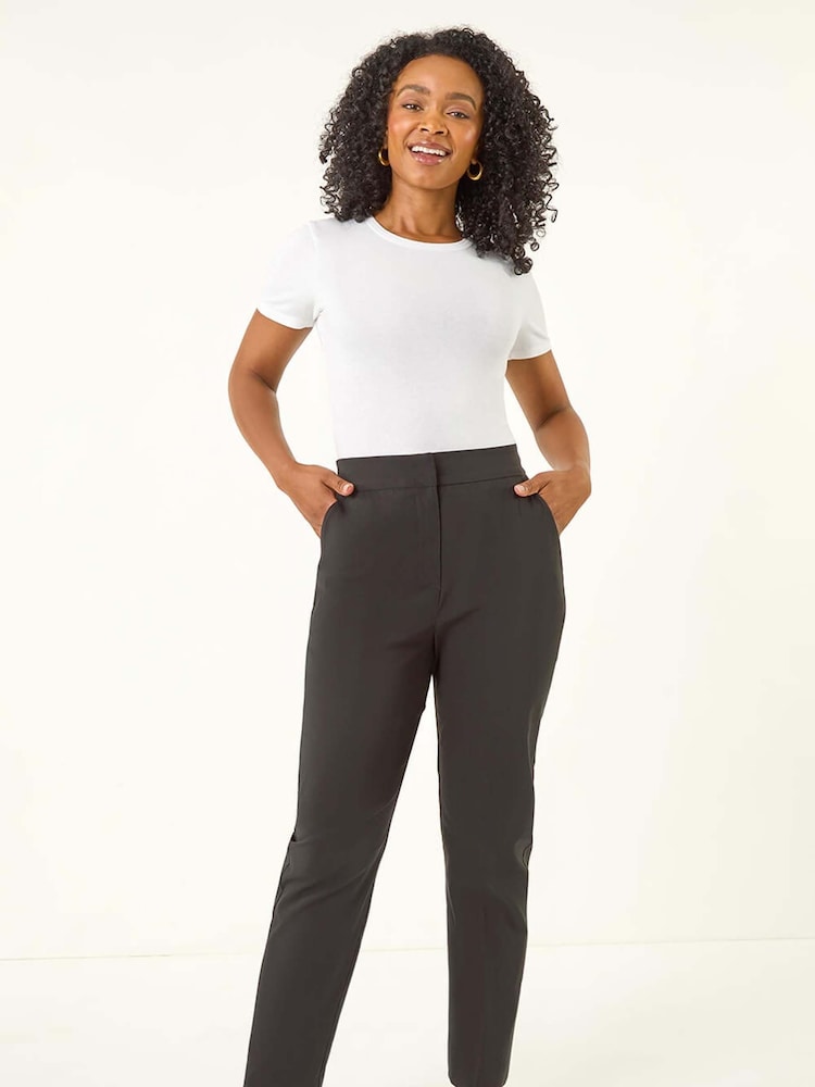 Roman Black Petite Bengaline Smart Stretch Trousers - Image 2 of 5 Roman Black Petite Bengaline Smart Stretch Trousers - Image 2 of 5