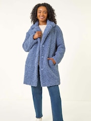 Roman Blue Petite Teddy Longline Coat - Image 2 of 5