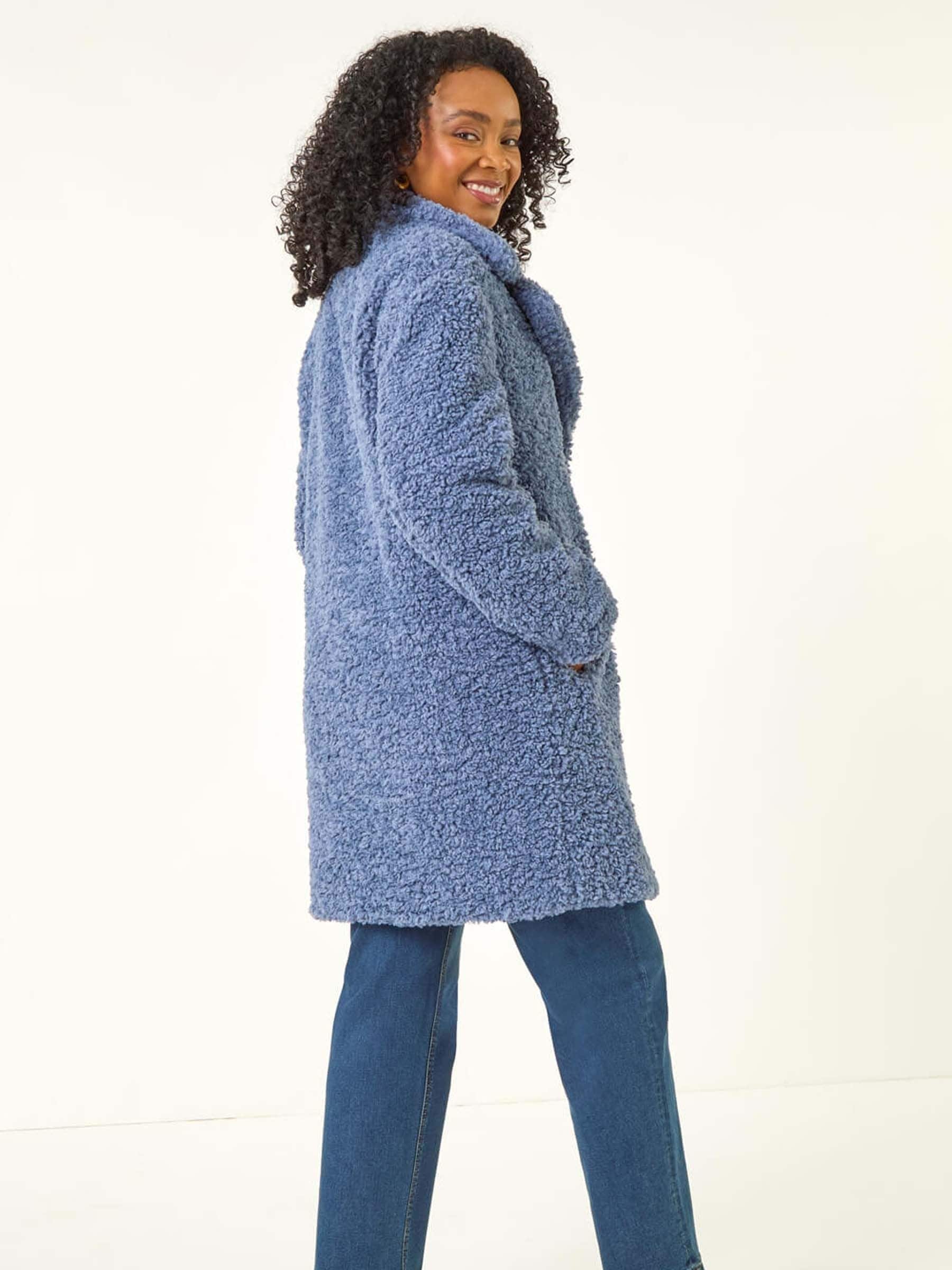 Buy Roman Blue Petite Teddy Longline Coat from Next USA