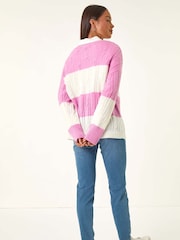 Roman Pink Petite Stripe Knitted Jumper - Image 3 of 5