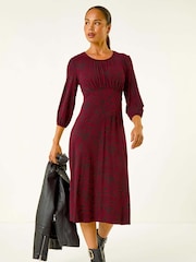 Roman Red Petite Abstract Swirl Midi Dress - Image 1 of 5
