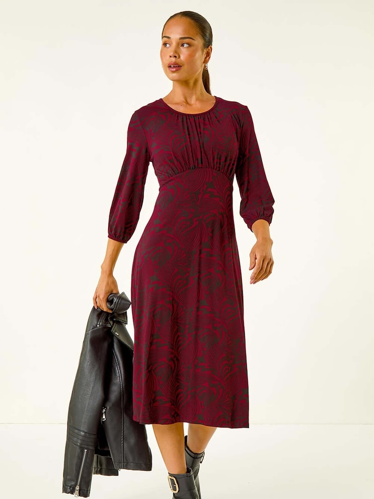 Roman Red Petite Abstract Swirl Midi Dress - Image 1 of 5