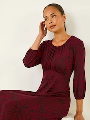 Roman Red Petite Abstract Swirl Midi Dress - Image 2 of 5