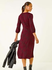 Roman Red Petite Abstract Swirl Midi Dress - Image 3 of 5