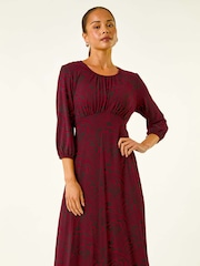 Roman Red Petite Abstract Swirl Midi Dress - Image 4 of 5