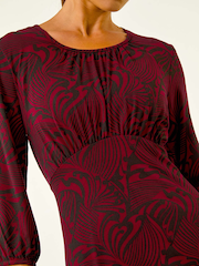 Roman Red Petite Abstract Swirl Midi Dress - Image 5 of 5