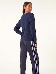 Roman Blue Petite Button Detail Knit Jumper - Image 3 of 5
