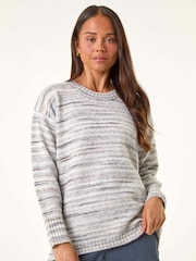 Roman Grey Petite Space Dye Knit Jumper - Image 4 of 5