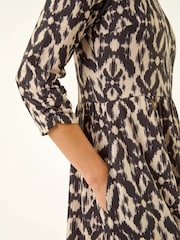 Roman Black Petite Aztec Pocket Midi Dress - Image 5 of 5