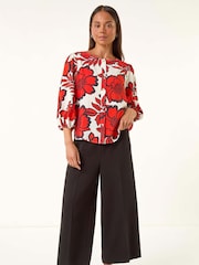 Roman Red Petite Floral Buttoned Blouse - Image 2 of 5
