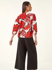 Roman Red Petite Floral Buttoned Blouse - Image 3 of 5