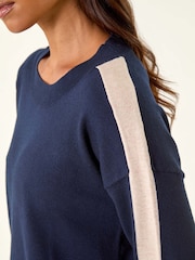 Roman Pink Petite Contrast Knitted Jumper - Image 5 of 5