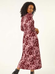Roman Red Petite Floral Abstract Stretch Midi Dress - Image 3 of 5