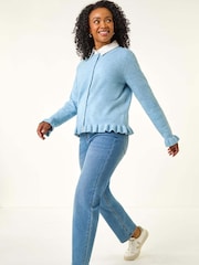 Azul - Roman Petite Flute Hem Buttoned Cardigan - Imagem 2 de 5
