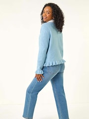 Azul - Roman Petite Flute Hem Buttoned Cardigan - Imagem 3 de 5