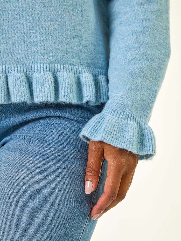 Roman Blue Petite Flute Hem Buttoned Cardigan - Image 8 of 8 Roman Blue Petite Flute Hem Buttoned Cardigan - Image 8 of 8