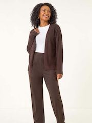 Roman Brown Petite Plain Stretch Cardigan - Image 1 of 5