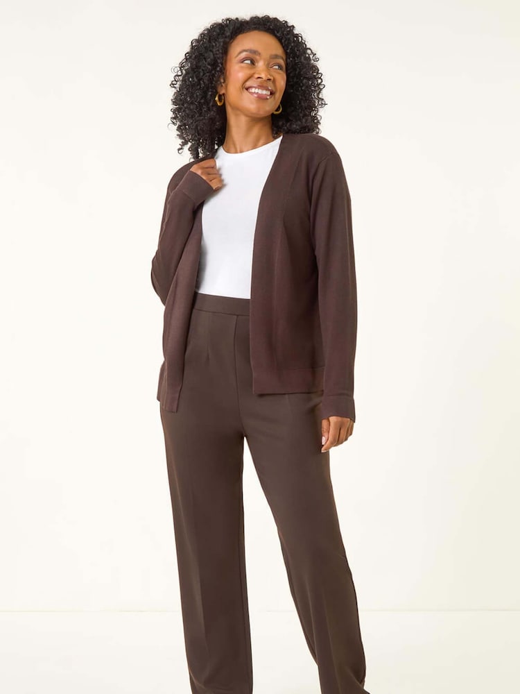 Roman Brown Petite Plain Stretch Cardigan - Image 1 of 5
