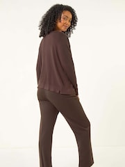 Roman Brown Petite Plain Stretch Cardigan - Image 3 of 5