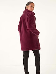 Roman Red Petite Longline Faux Fur Coat - Image 3 of 5