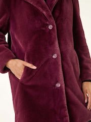 Roman Red Petite Longline Faux Fur Coat - Image 5 of 5