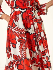 Roman Red Petite Floral Midi Shirt Dress - Image 5 of 5