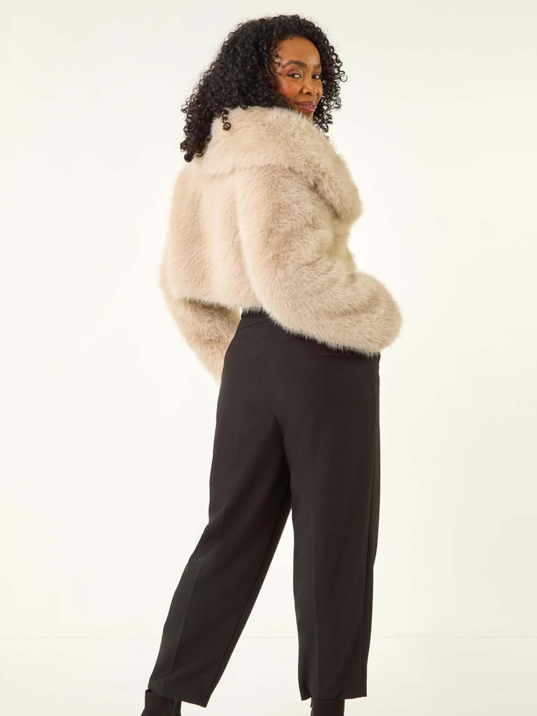 Buy Roman Natural Petite Cropped Fur Coat from Next USA