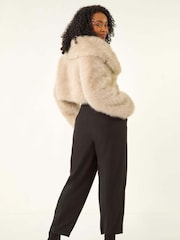 Roman Natural Petite Cropped Fur Coat - Image 3 of 5