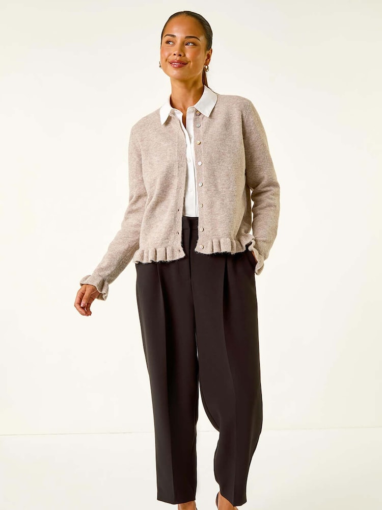 Natural - Roman Petite Flute Hem Buttoned Cardigan - Imagem 1 de 5