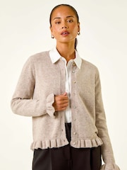 Natural - Roman Petite Flute Hem Buttoned Cardigan - Imagem 4 de 5